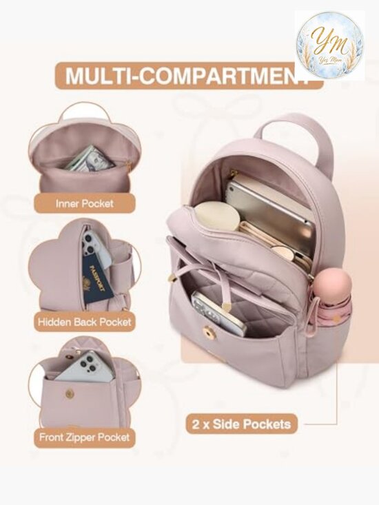 Mini Leather Backpack Quilted Bowknot - Small Travel School Bag
